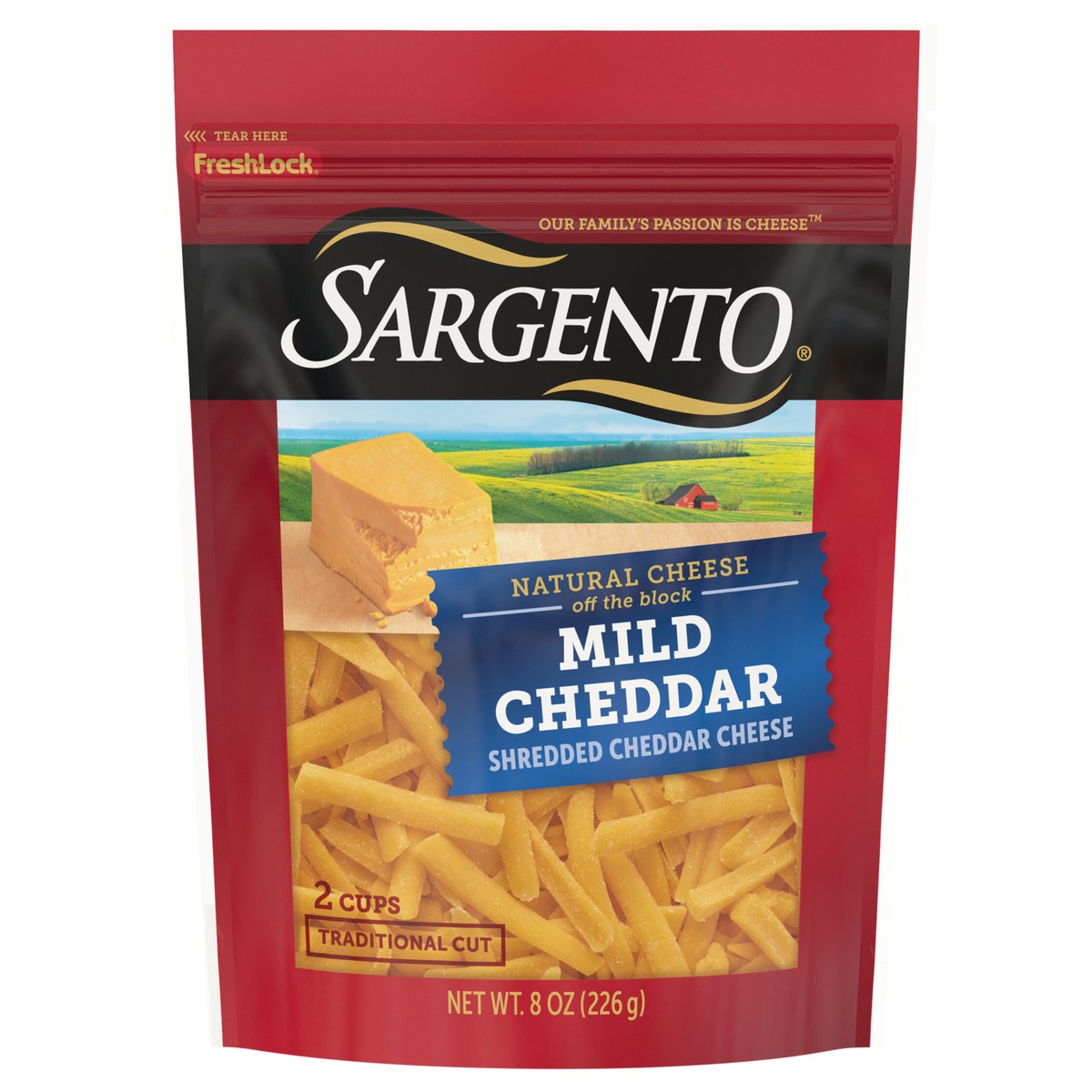 slide 1 of 1, Sargento Shredded Mild Natural Cheddar Cheese, Traditional Cut, 8 oz., 8 oz