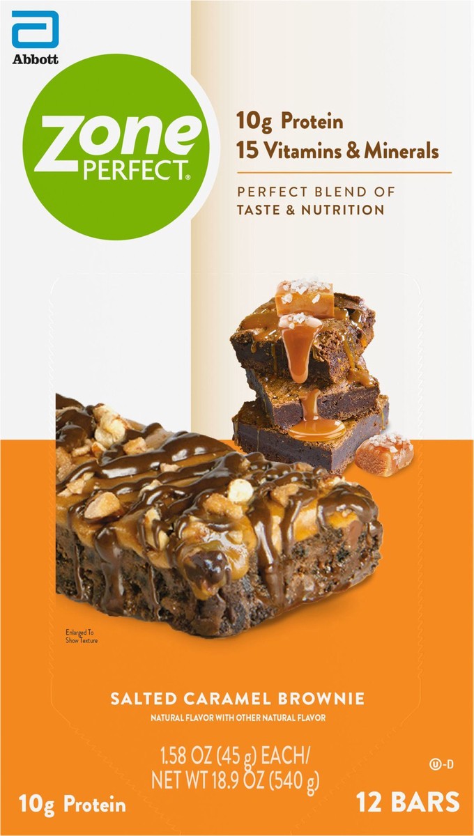 slide 3 of 8, Zone Perfect ZonePerfect Protein Bar Salted Caramel Brownie Bars 12-1.58 oz Bars, 12 ct