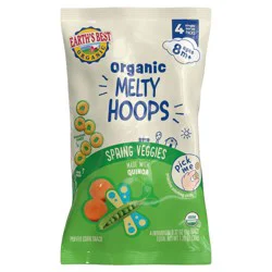 Earth's Best Organic Melty Hoops Spring Veggies Puffed Corn Snack, 4 - 0.32 oz Bags