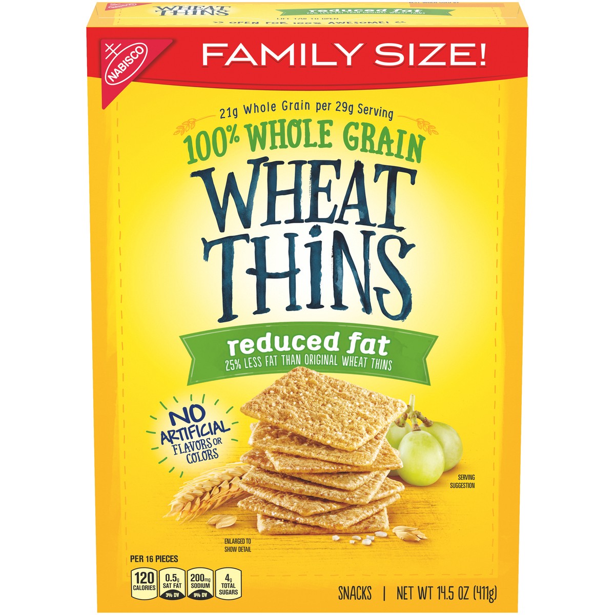 slide 1 of 1, Wheat Thins Reduced Fat Snack Crackers, 14.5 oz