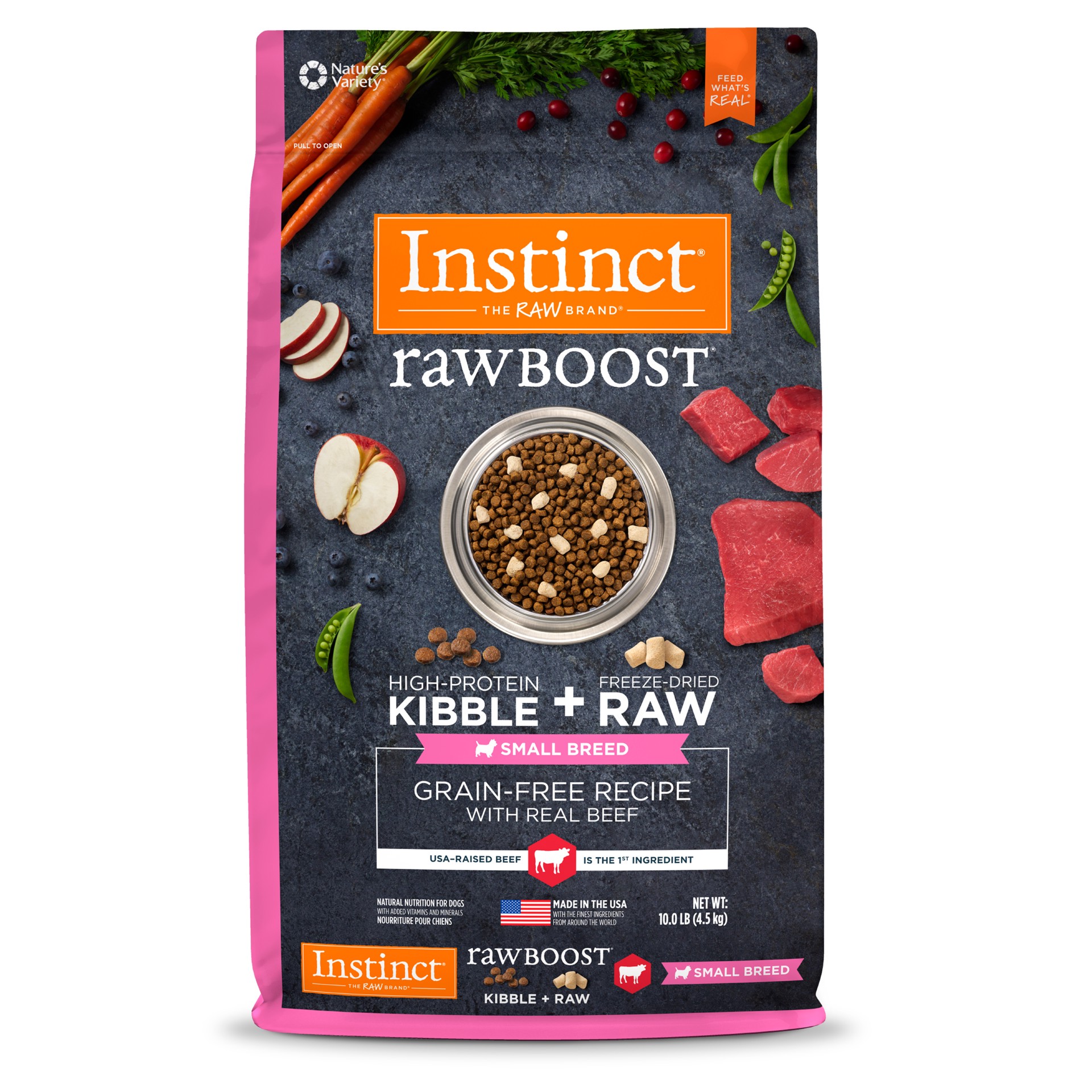 slide 1 of 7, Instinct Raw Boost Small Breed Beef Dry Dog Food, 10 lb. Bag, 10 lb