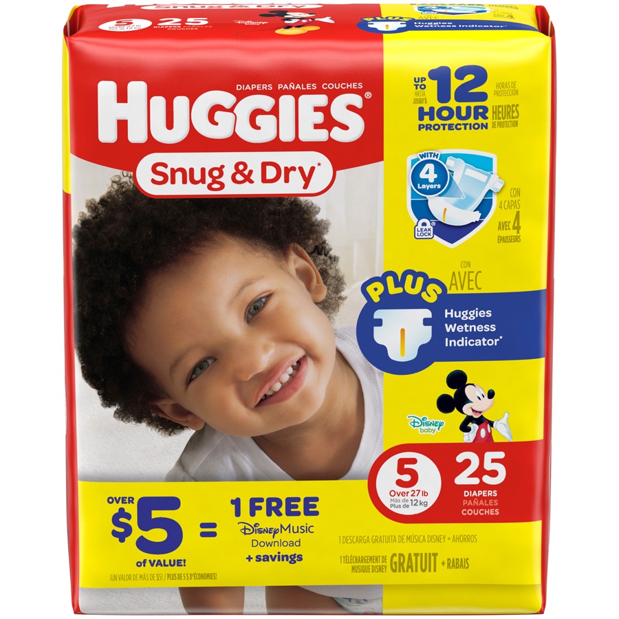 slide 1 of 3, Huggies Snug & Dry Diapers Size 5, 25 ct