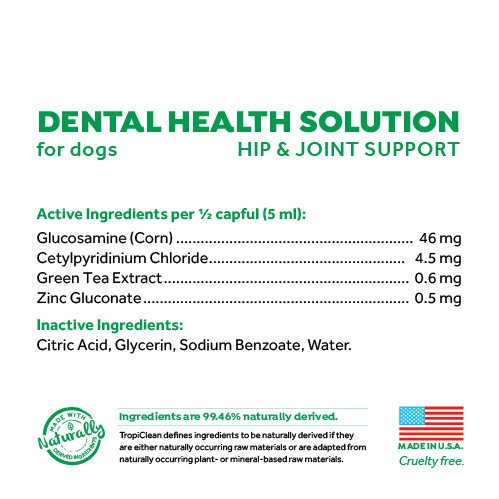 slide 5 of 10, TropiClean Fresh Breath Dental Health Solution Plus Hip & Joint for Dogs, 16oz, 16 oz