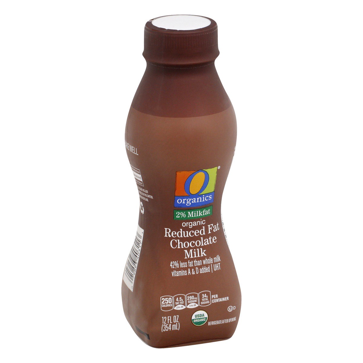slide 2 of 9, O Organics Milk Chocolate Reduced Fat 2% Uht, 12 fl oz