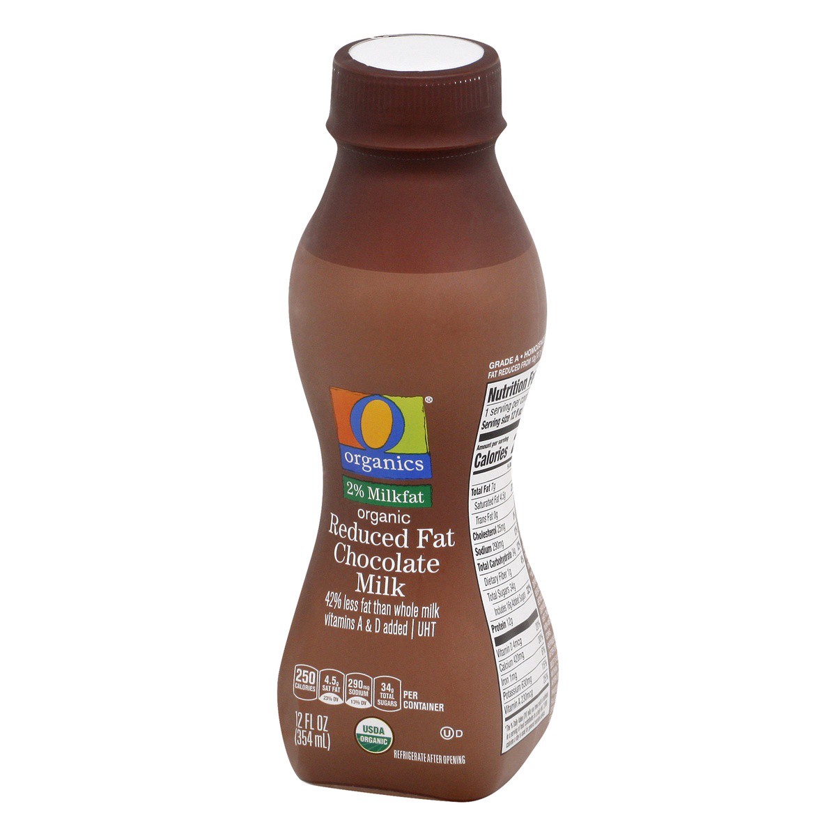 slide 3 of 9, O Organics Milk Chocolate Reduced Fat 2% Uht, 12 fl oz