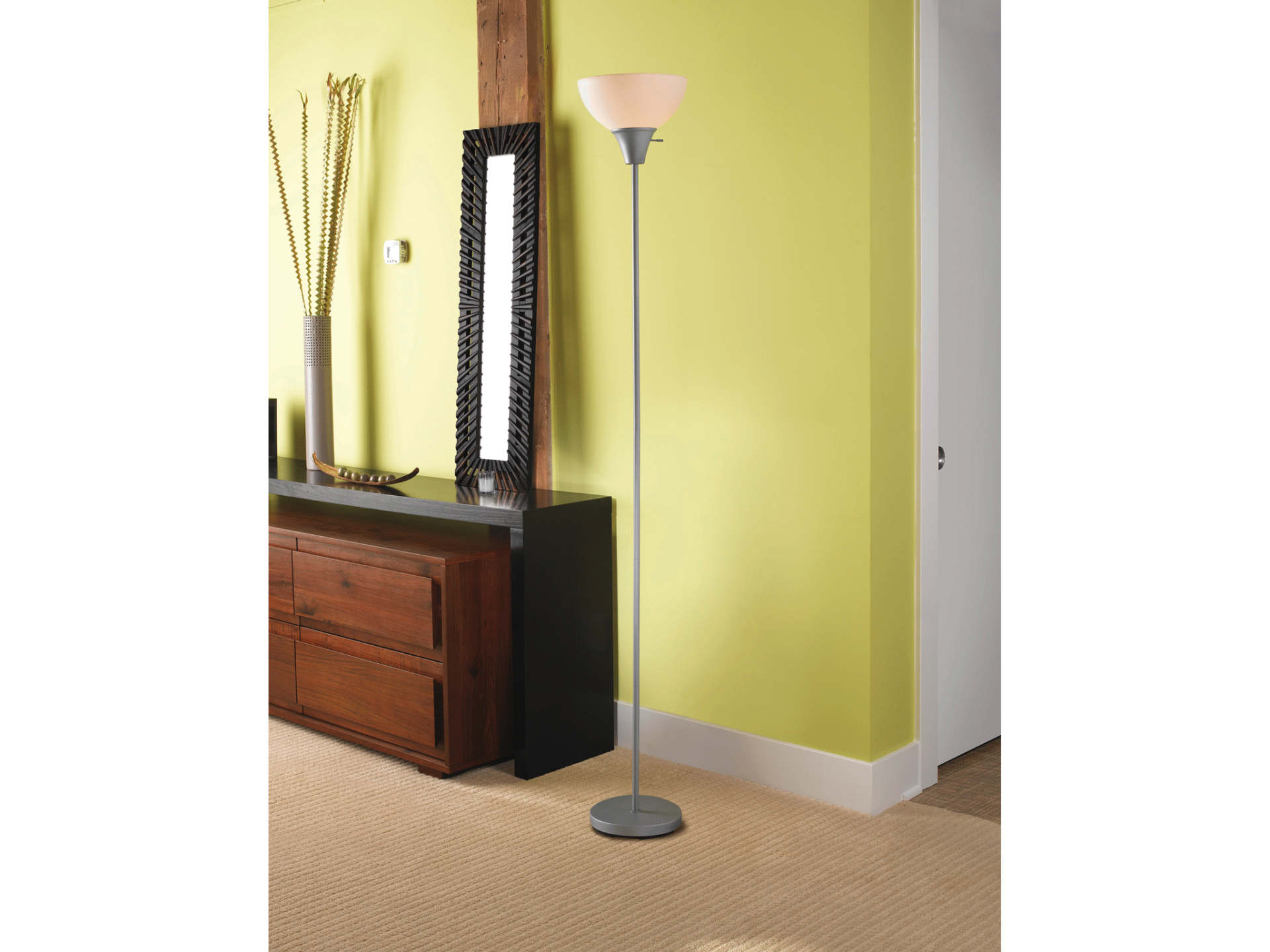 slide 1 of 1, Home Floor Sliver Lamp with Plastic Shade, 71 in