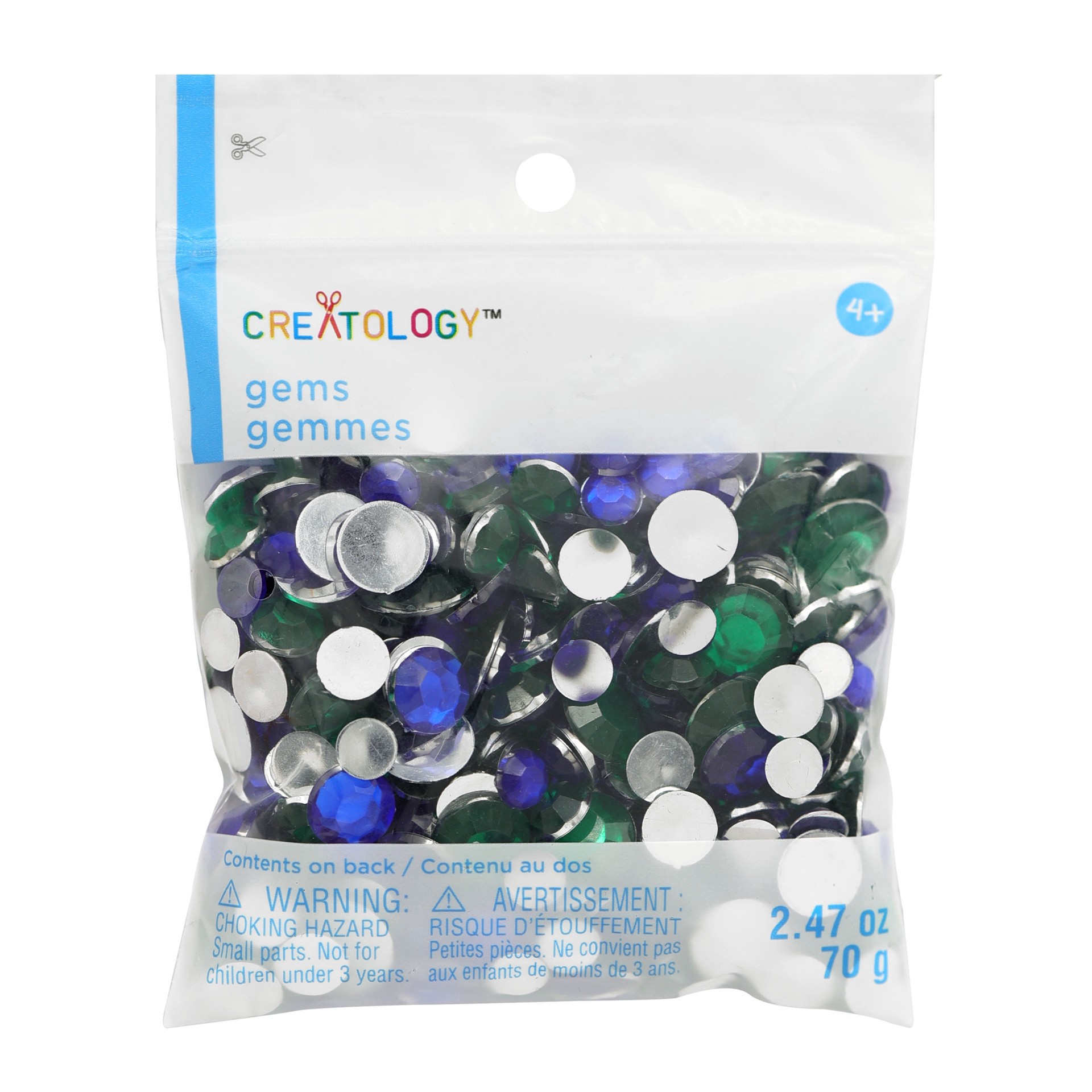 slide 3 of 3, Green & Blue Round Mix Gems By Creatology, 70 gram