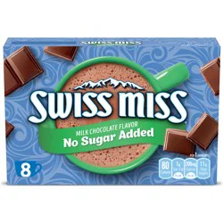 Swiss Miss No Sugar Added Milk Chocolate Flavored Hot Cocoa Mix, Hot Cocoa Mix Packets - 8 ct; 0.73 oz