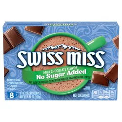 Swiss Miss No Sugar Added Milk Chocolate Flavored Hot Cocoa Mix, Hot Cocoa Mix Packets - 8 ct; 0.73 oz