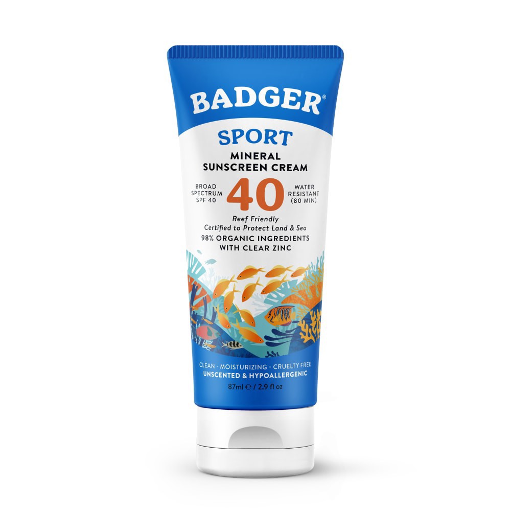 slide 1 of 4, Badger Clear Zinc Sunscreen Cream, SPF 40, 2.9 fl oz
