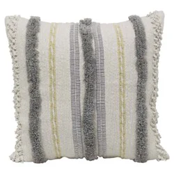 Brentwood Originals 18" Decorative Pillow Tufted Farmhouse Stripe Yellow