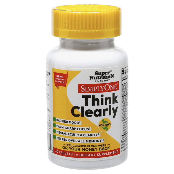 slide 1 of 1, Super Nutrition Simply One Think Clearly 30 Tablets, 30 ct