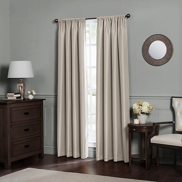 slide 1 of 5, Maytex Emery Rod Pocket Insulated 100% Blackout Window Curtain Panel - Oatmeal, 120 in