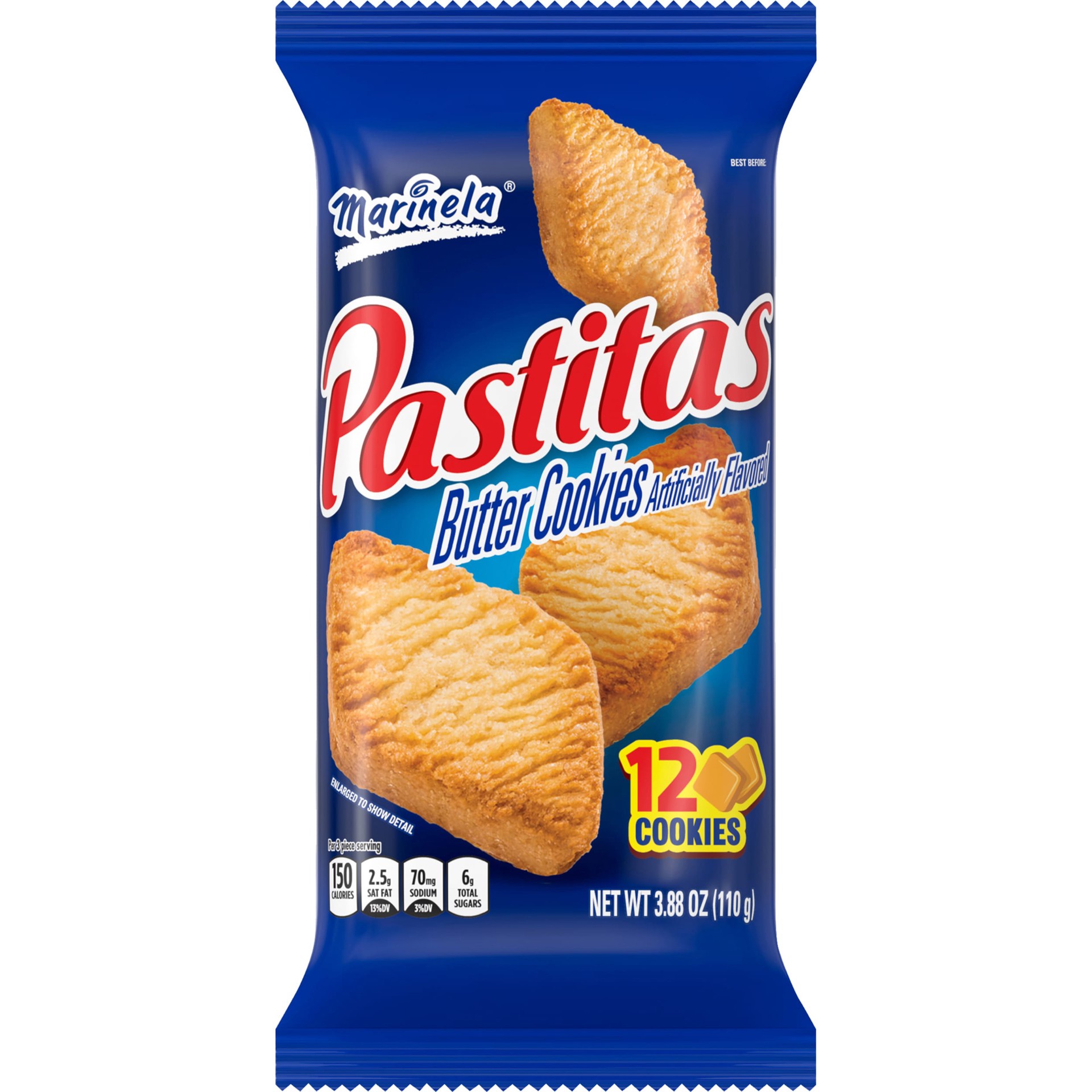 slide 1 of 5, Marinela Pastitas Butter Cookies, 12 count, Cookies, 3.88 oz Bag, 12 ct