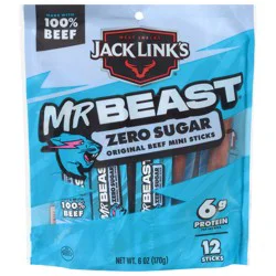 Jack Link's x MrBeast Zero Sugar Mini Beef Sticks, 6 oz, 12 count 0.5 oz Sticks