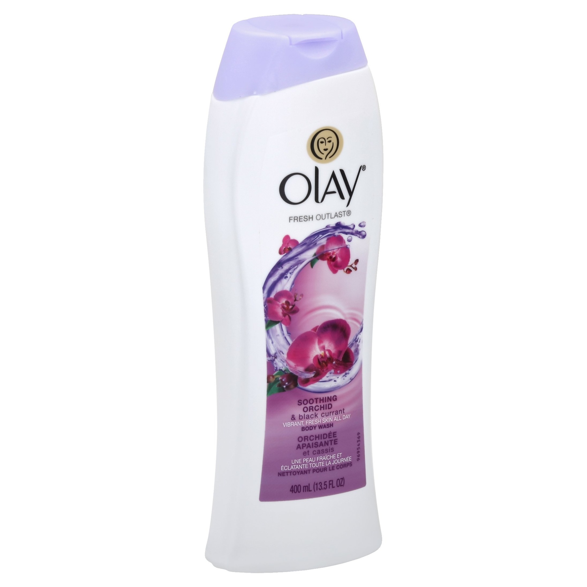 slide 1 of 1, Olay Fresh Outlast Soothing Orchid & Black Currant Body Wash, 13.5 fl oz