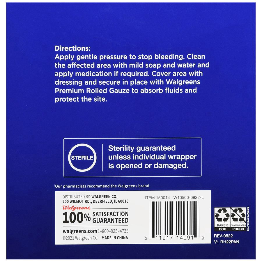 slide 3 of 5, Walgreens Premium Rolled Gauze Rolls - 5 Count, 3 in x 2.5 yd