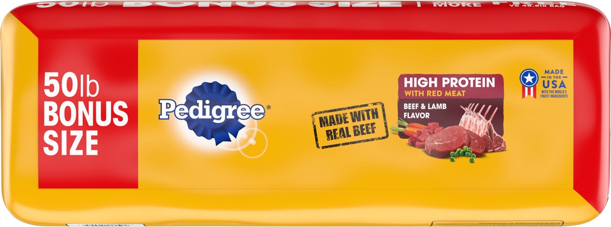 slide 7 of 12, PEDIGREE High Protein Adult Dry Dog Food Beef and Lamb Flavor Dog Kibble, 50 lb. Bonus Bag, 1 cnt