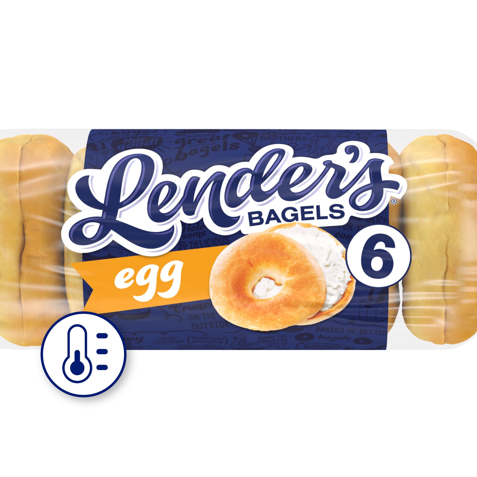 slide 1 of 3, Lender's Original Egg Bagels, 6 count, Pre-sliced Bagels, 17.1 oz Bag, 6 ct