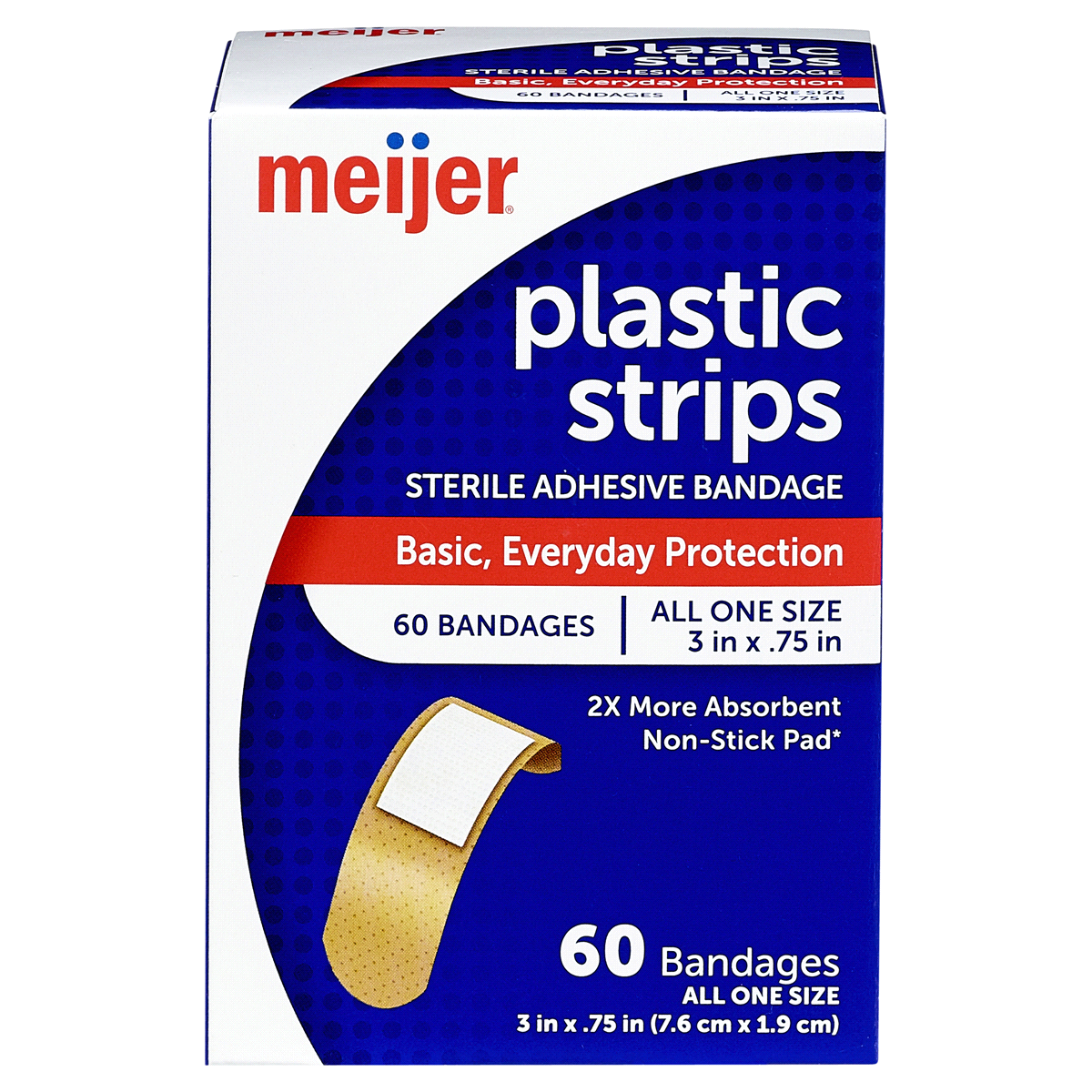 slide 1 of 13, Meijer Plastic Bandages 3/4"x3", 60 ct