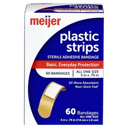 Meijer Plastic Bandages 3/4"x3", 60 Ct