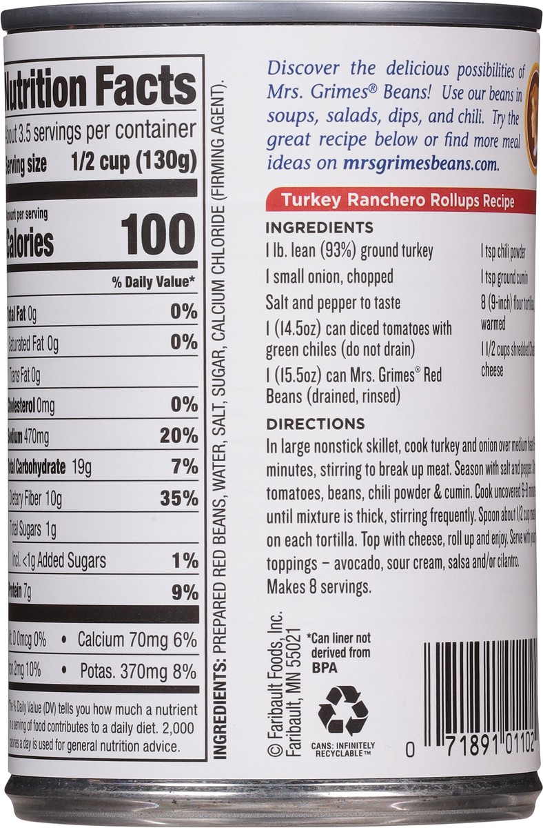 slide 9 of 9, Mrs Grimes Red Beans 15.5 oz, 15.5 oz