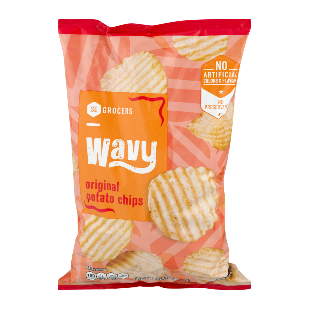 slide 1 of 1, SE Grocers Potato Chips Wavy - 10 oz, 10 oz
