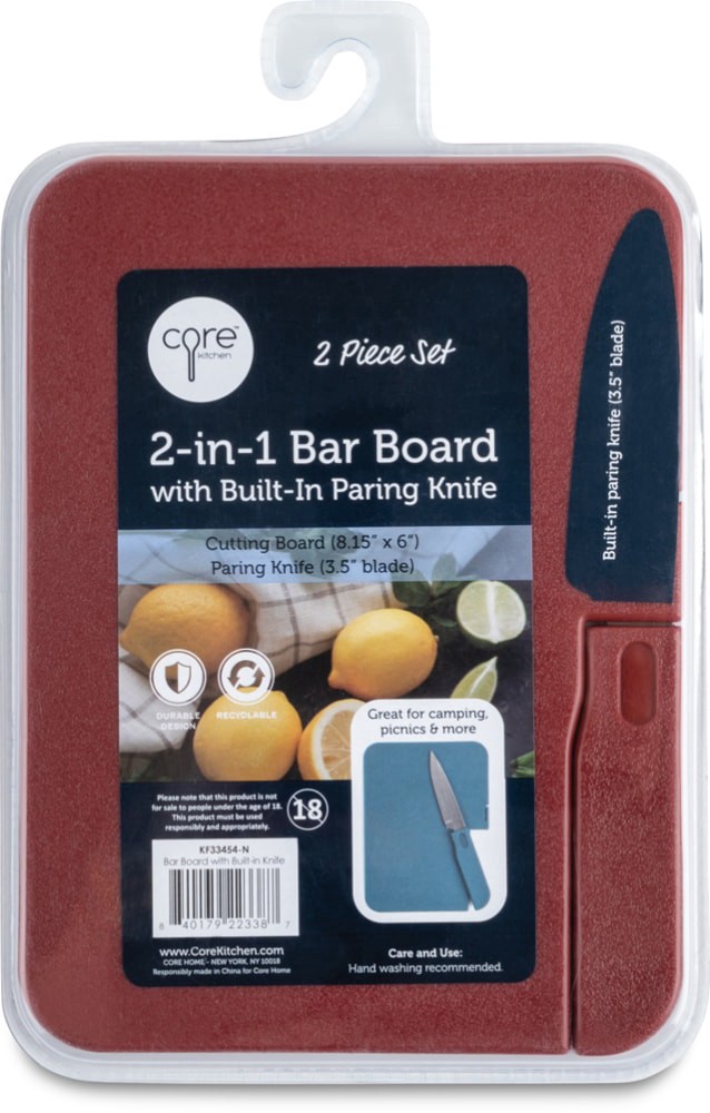 slide 5 of 6, Core Home 2-In-1 Bar Board & Paring Knife Set - Assorted Colors, 2 ct