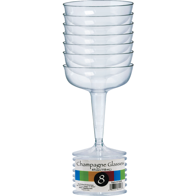 slide 1 of 1, PARTY ESSENTIALS 4Oz 2Pc Champagne Glasses-Clear 8Ct, 8 ct