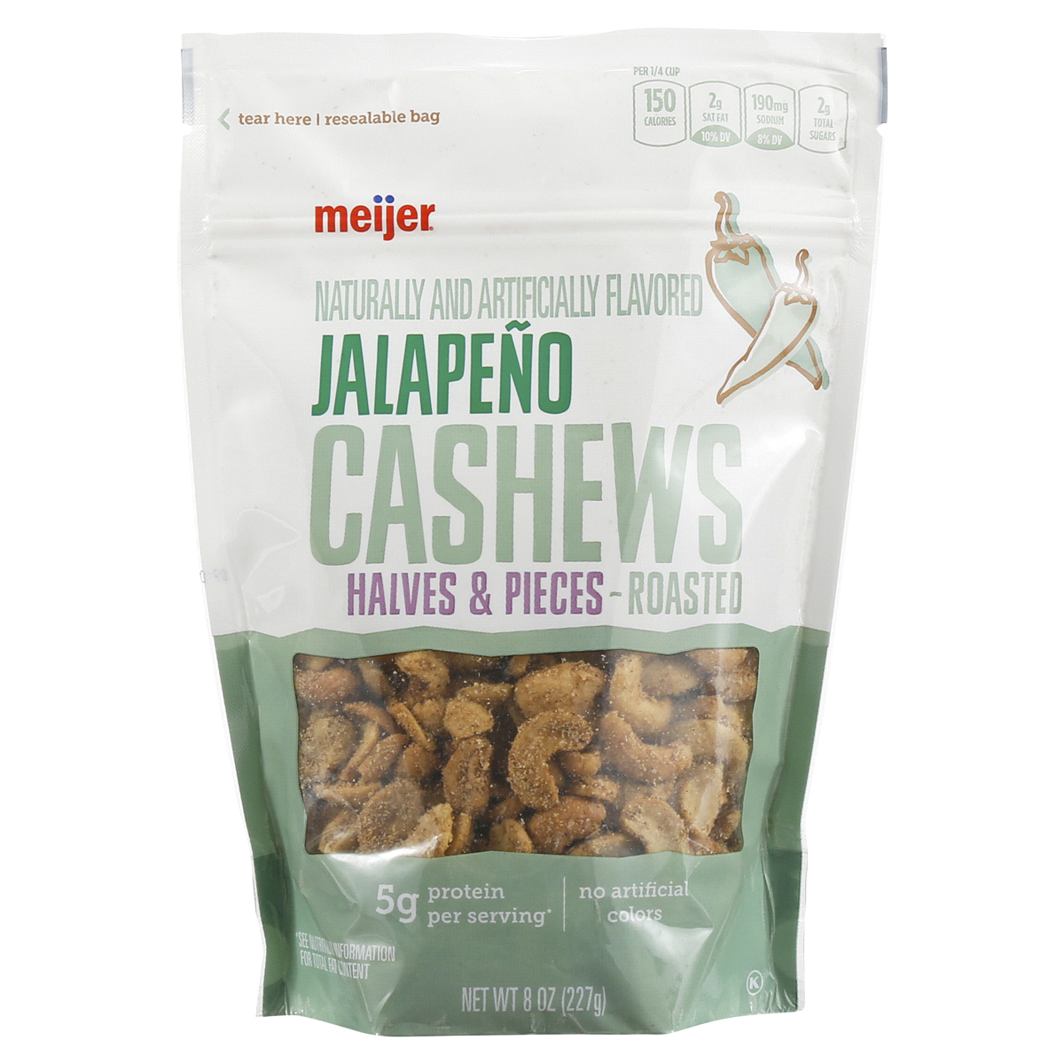 slide 1 of 5, Meijer Jalapeno Roasted Cashews Halves and Pieces, 8 oz