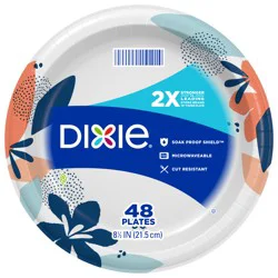Dixie Paper Plates, 8 1/2 inch, Dinner Size Printed Disposable Plate, 48 Count