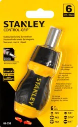 STANLEY Control Grip 6 Pieces Stubby Ratcheting Screwdriver 1 ea