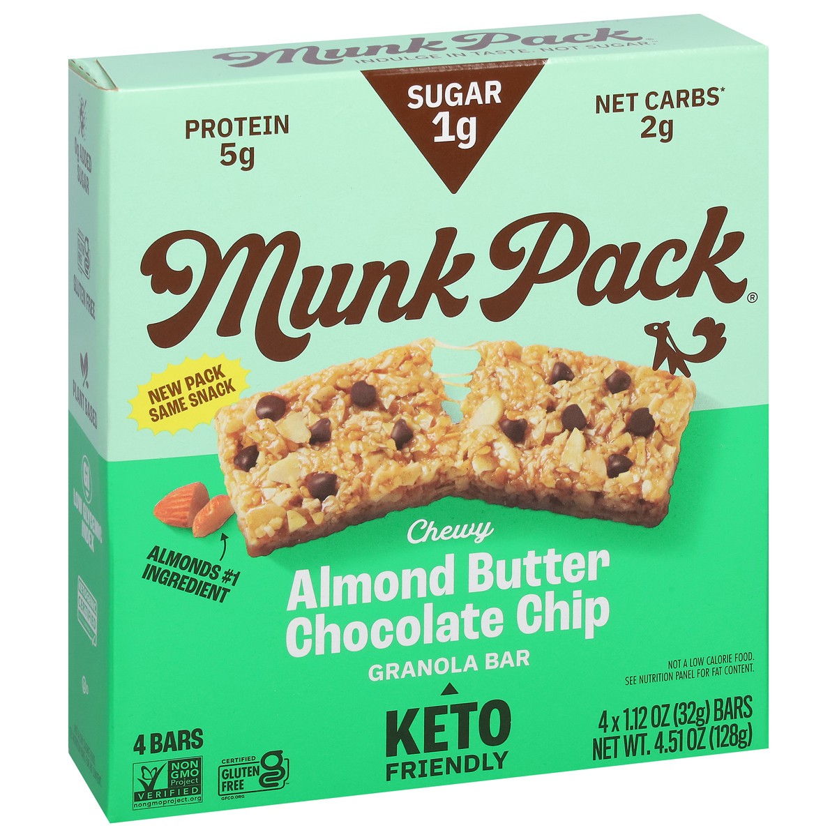 slide 5 of 9, Munk Pack Chewy Almond Butter Chocolate Chip Granola Bar 4 ea, 4 ct