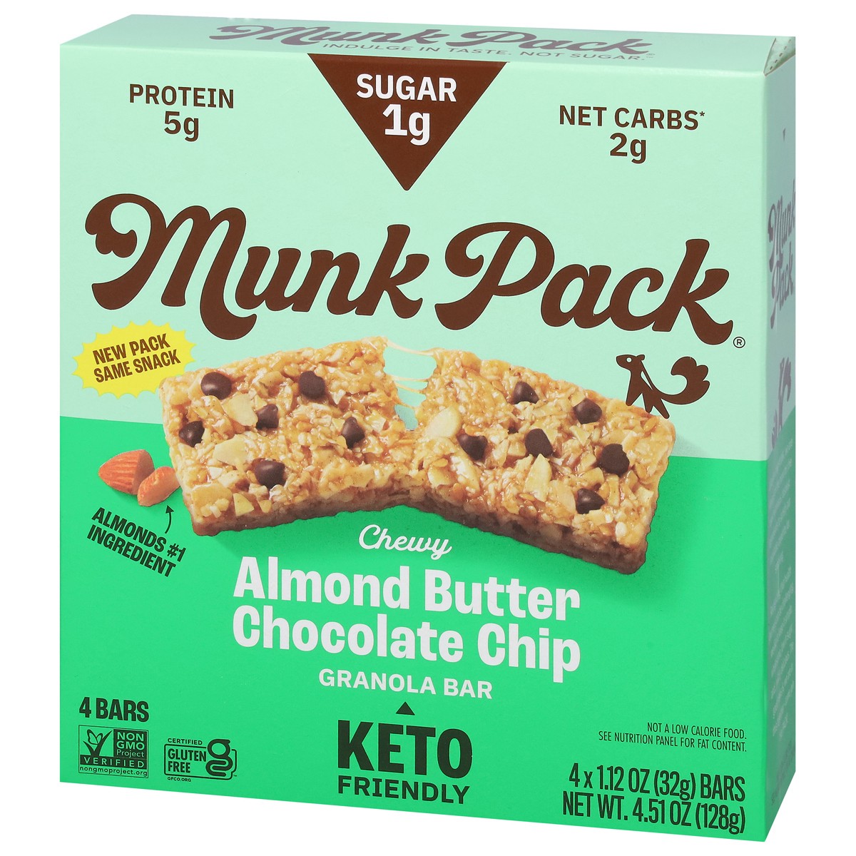 slide 7 of 9, Munk Pack Chewy Almond Butter Chocolate Chip Granola Bar 4 ea, 4 ct