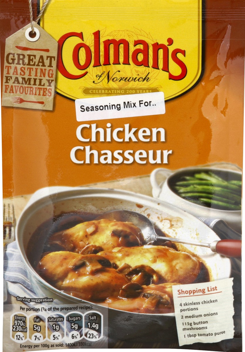 slide 2 of 2, Colman's Chicken Chasseur Seasoning Recipe Mix, 1.52 oz