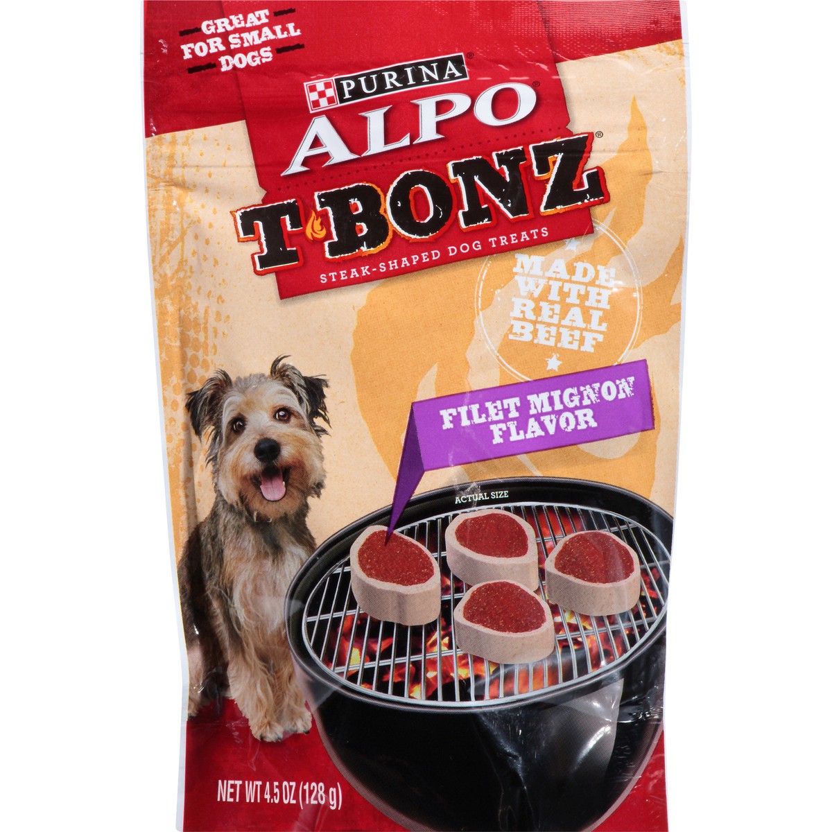 slide 1 of 7, ALPO Purina ALPO Made in USA Facilities Dog Treats, TBonz Filet Mignon Flavor - 4.5 oz. Pouch, 4.5 oz