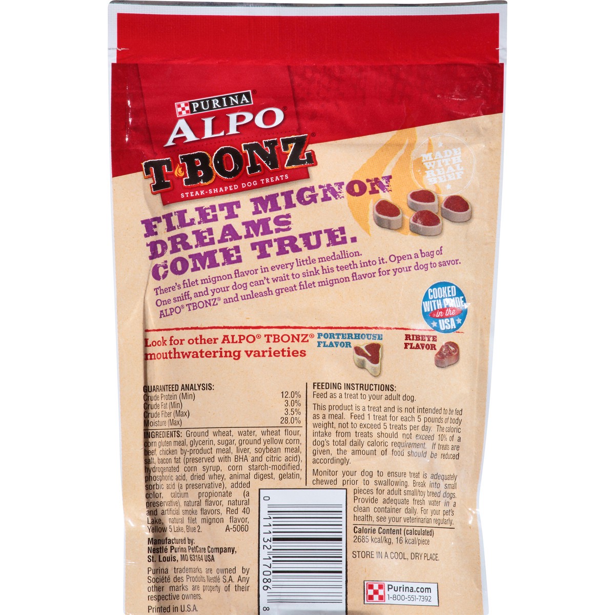 slide 3 of 7, ALPO Purina ALPO Made in USA Facilities Dog Treats, TBonz Filet Mignon Flavor, 4.5 oz