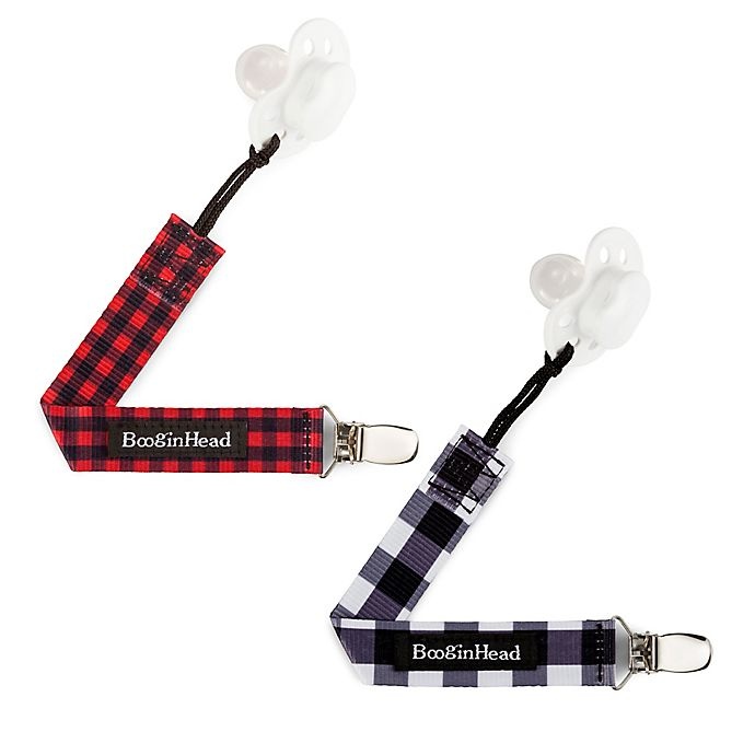 slide 4 of 12, BooginHead PaciGrip Plaid Pacifier Straps, 2 ct