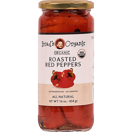 slide 1 of 1, Brad's Organic Roasted Red Peppers, 16 oz