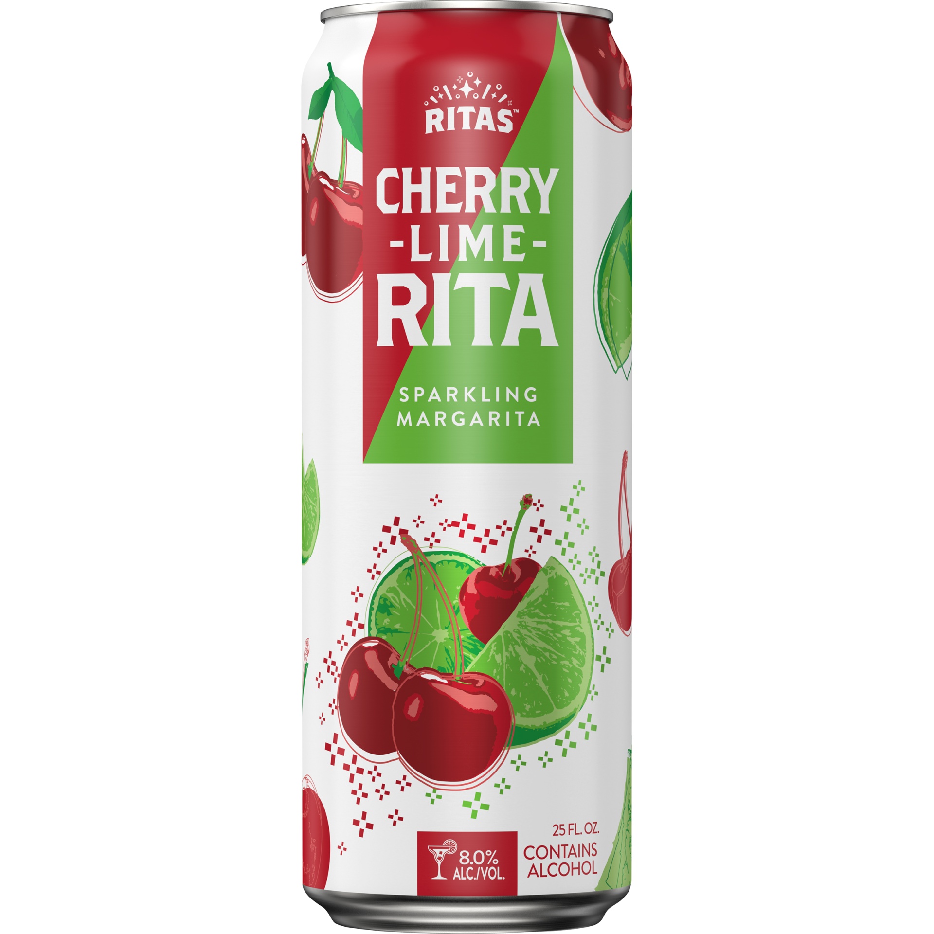 slide 1 of 1, Ritas Cherry Lime Rita Sparkling Margarita, 8% ABV, 25 oz