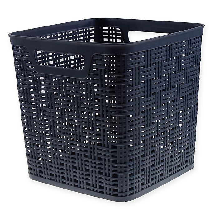 slide 1 of 1, Relaxed Living Starplast Plastic Wicker Tall Storage Basket - Peacoat, 1 ct