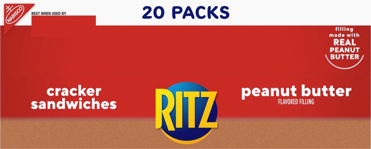 slide 12 of 14, RITZ Peanut Butter Sandwich Crackers, Lunch Snacks, 20 Snack Packs (6 Crackers Per Pack), 20 ct