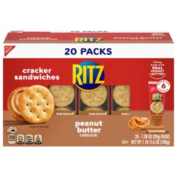 RITZ Peanut Butter Sandwich Crackers, Lunch Snacks, 20 Snack Packs (6 Crackers Per Pack)