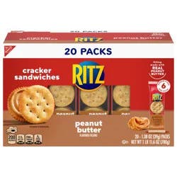 RITZ Peanut Butter Sandwich Crackers, Lunch Snacks, 20 Snack Packs (6 Crackers Per Pack)