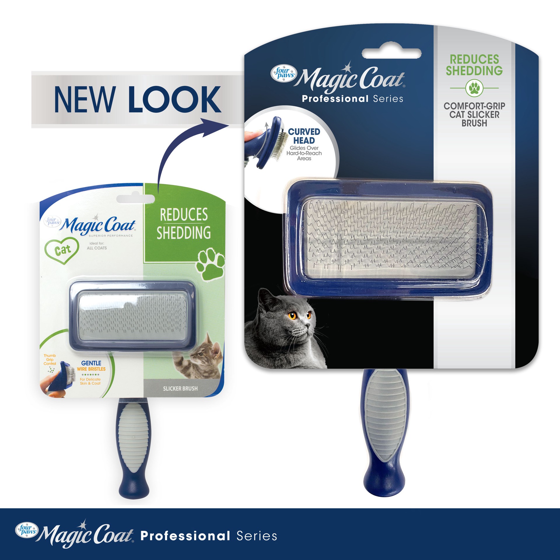 slide 3 of 10, Four Paws Magic Coat Professional Series Comfort-Grip Cat Slicker Brush, 1 ct