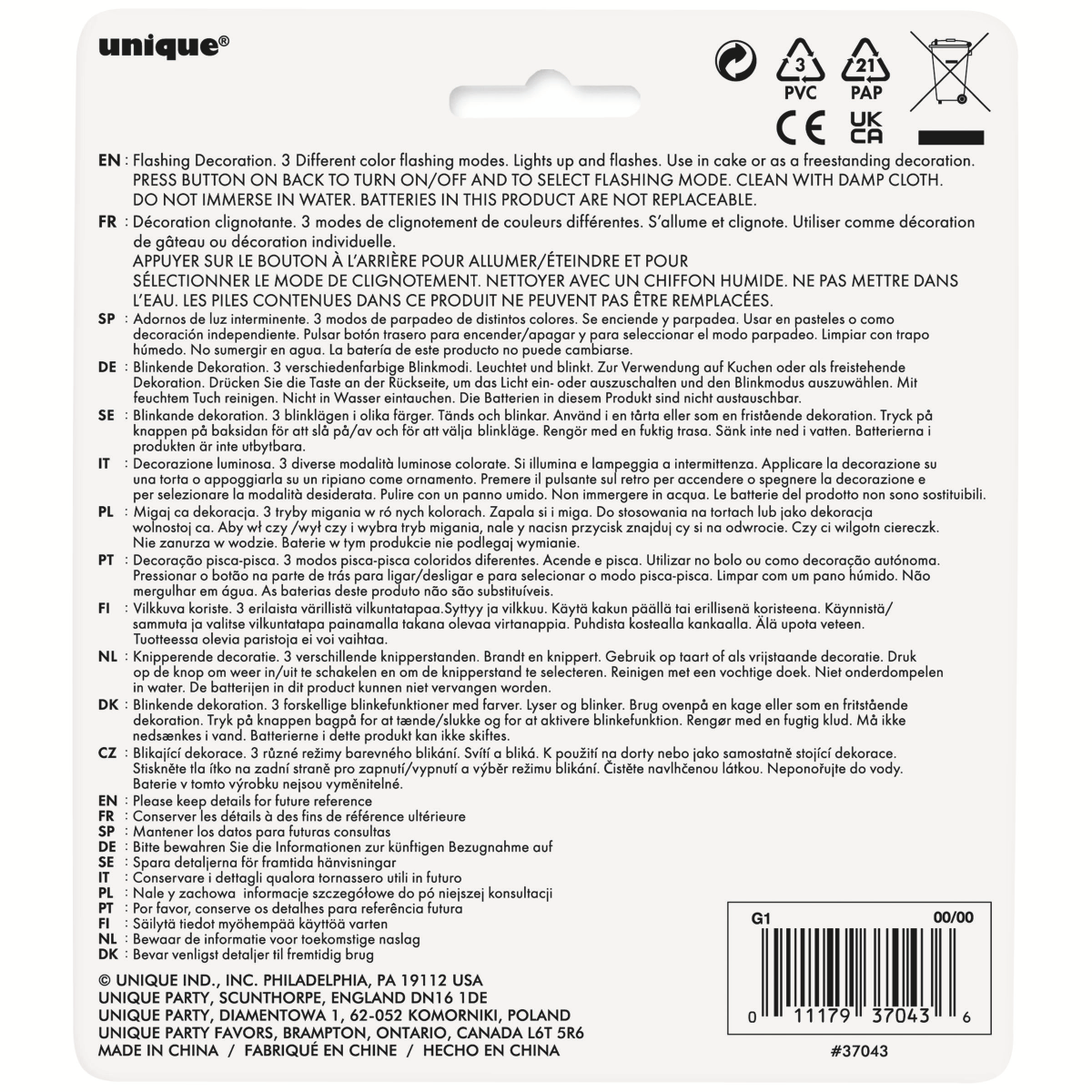 slide 2 of 2, Unique Industries Unique Flashing Happy Bday Cake Decor, 1 ct