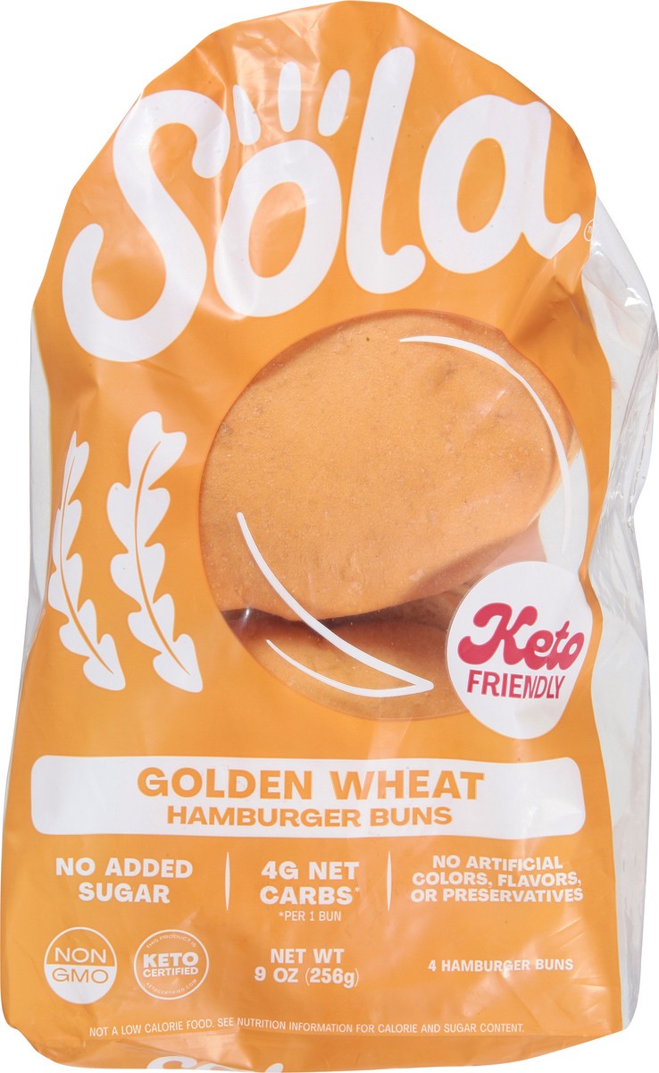 slide 9 of 9, Sola Golden Wheat Hamburger Buns 4 ea, 4 ct