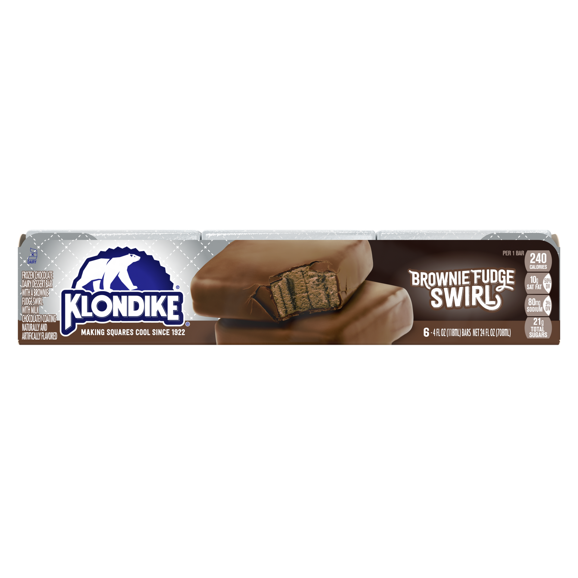 slide 4 of 4, Klondike Frozen Dairy Dessert Bars Brownie Fudge Swirl, 4 fl oz, 6 Count, 4 fl oz