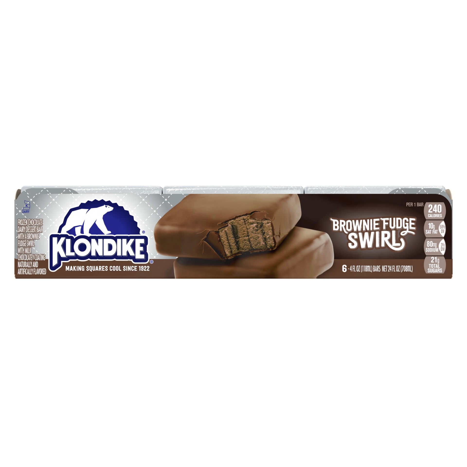 slide 3 of 4, Klondike Frozen Dairy Dessert Bars Brownie Fudge Swirl, 4 fl oz, 6 Count, 4 fl oz