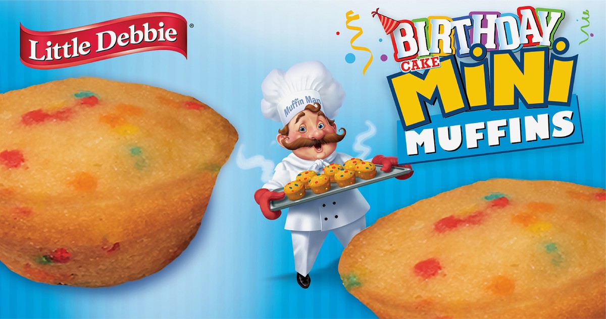 slide 2 of 7, Little Debbie Snack Cakes, Little Debbie Family Pack Mini Muffins (birthday cake), 5 ct